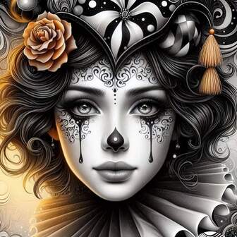 Spooky Clown 5D DIY Diamond Painting Kit - Round Diamond Mosaic Acrylic PMMA Craft Ideal Gift For Wall Decor Home And Office, Frameless