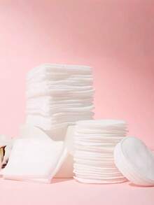 Multi-Layer High Absorbency Organic Cotton Cleansing Pads, Round Pattern Cleaning Pads, Soft & Pure Makeup Remover Pads - Pink - View 8