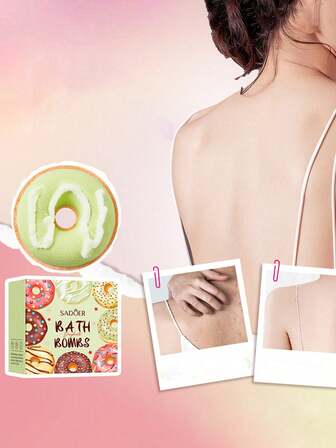 1 caja de sales de baño con forma de macarrón y rosquilla, 100g de sales de baño para limpieza corporal