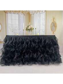 4 pies/6 pies/8 pies/9 pies/14 pies Faldas de mesa de organza, faldas de mesa rizada, faldas de mesa de sauce llorón, adecuadas para mesas de comedor rectangulares o redondas, para duchas nupciales, cumpleaños, fiestas de boda, banquetes, faldas de mesa para pasteles, decoración del hogar. - Multicolor - Ver 87