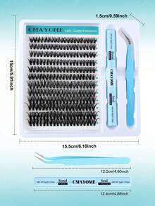 240PCS Cluster False Eyelashes Individual Eyelash Extensions, D Curl, 10-16mm DIY Eyelash Extension Set, 10D+20D+30D Waterproof False Eyelashes, Natural Lengthening & Super Voluminous & Flowy & Ultra Soft & Lightweight Reusable Segment Lashes, With Eyelash Glue And Tweezers, Skin-Friendly, Enlarges Eyes - White - View 10