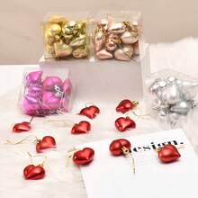 4.5cm Electroplated Heart Shaped Plastic Hanging Ornament, Valentine's Day Gift (Electroplated Crafts May Have Scratches Or Chipping, Which Is Normal) - Multicolor - View 1