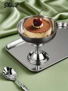 shoxil 1件套不锈钢带底座甜点杯、甜点碗、冰淇淋杯、蛋糕杯、布丁盛盘和托盘，非常适合家庭聚会、户外露营、居家下午茶、斋月礼物。 - 杯子 - 查看 6