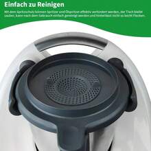 适用于 Thermomix、TM6、TM5、TM31 和 Monsieur Cuisine 食品加工机的防溅盖，适合制作果酱、酱汁和冰沙 - 耐用防溢盖带过滤网，防止飞溅 - 灰色 - 查看 4