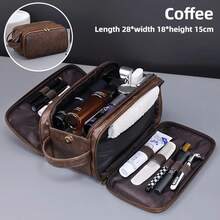 Multi Pockets PU Toiletry Bag For Women Men Travel Essentials Makeup Bags Waterproof Hanging Bag Cosmetic Washing Organizer Bag - Brown - View 10