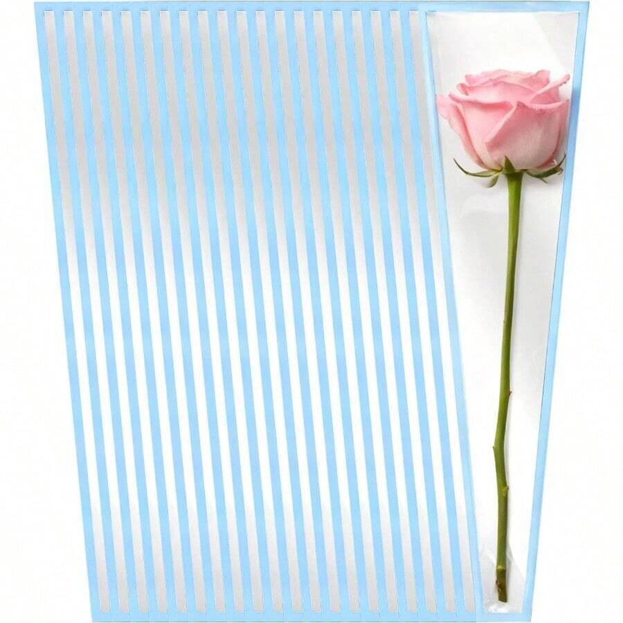 DClear Color Edge Floral Packaging Bag50pcs Single Flower Sleeve Waterproof Floral Bouquet Cellophane Sleeves For DIY Wedding Valentine's Day Gift Wrapping Plies Blue - Màu xanh lam - Xem 1