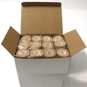 1/6/12卷装黑色/白色/裸色/蓝色弹性自粘绷带，透气柔韧无纺布自粘绷带（无包装盒）