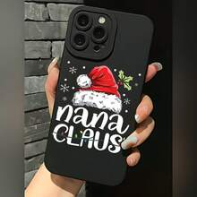 2026 nueva funda de teléfono mate, funda de teléfono diseño de gorro de Santa Claus y copo de nieve para iPhone 17 14 13 12 11 Pro Max  Galaxy S23 S22 S21 S20 Plus protector de teléfono funda de pareja regalo para él y ella regalo de vacaciones - Negro - Ver 1