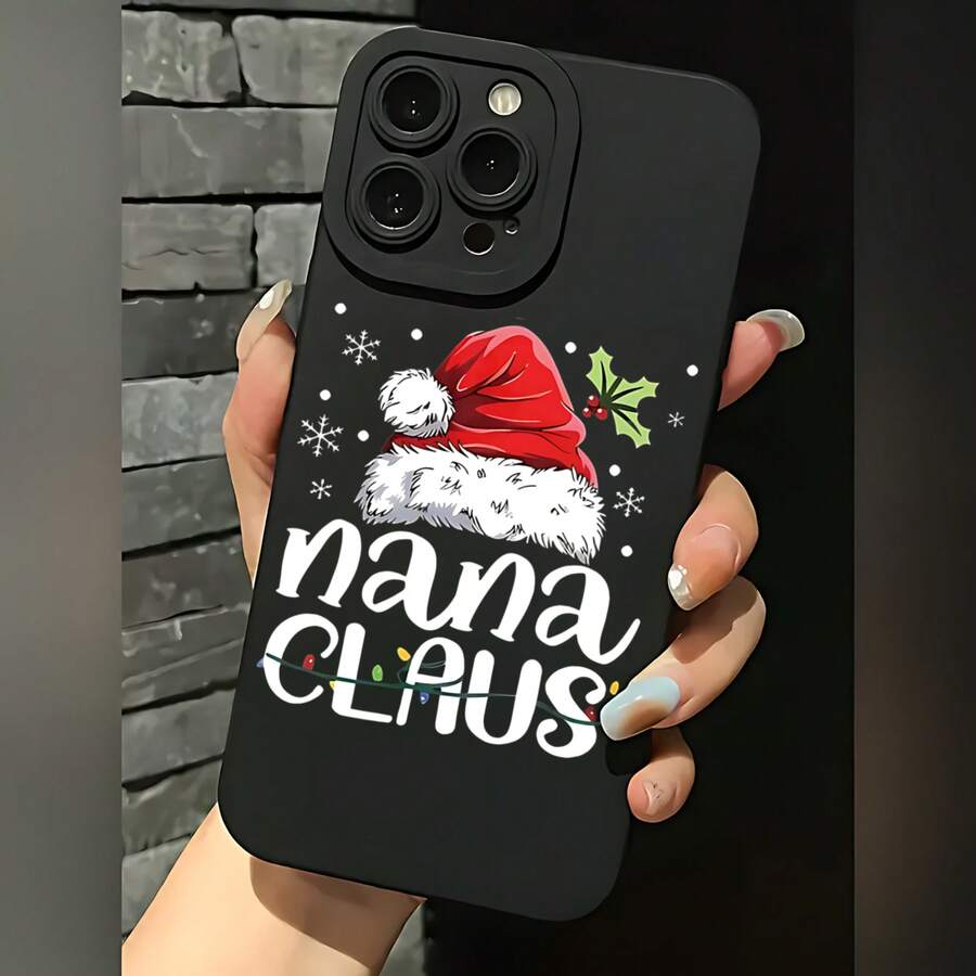 2026 nueva funda de teléfono mate, funda de teléfono diseño de gorro de Santa Claus y copo de nieve para iPhone 17 14 13 12 11 Pro Max Galaxy S23 S22 S21 S20 Plus protector de teléfono funda de pareja regalo para él y ella regalo de vacaciones - Negro - Ver 1