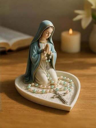 Virgin Mary Rosary Holder, Rosary Holder, Catholic Home Decor, Elegant Our Lady Prayer Rosarys Box Religious Gift Catholic Gift Suitable For Bedroom Living Room Office Desktop Decoratio
