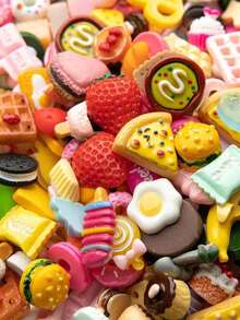 50pcs Mini Simulation Food Beverage Mixed Resin Food - Mini Kitchen Pretend Game Adult Mini Food Set (Random) - Multicolor - View 4