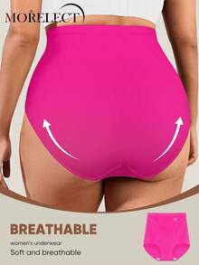 Morelect Women's High Waist Briefs, Shaping, Tummy Control, Skin-Friendly, Comfortable - Hot Pink - View 3