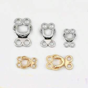 10pcs Metal Alloy Invisible Hook & Eye Closures, Fashion Coat Fasteners, Silver Gray And Gold, Alloy Buttons Sewing Supplies