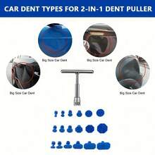 Aluminum Alloy Car Dent Repair Tool Kit - Suction Cup Design, Aluminum Alloy T-Handle Manual Tool, Includes 18pcs Pads, Various Size Dent Pullers, Suitable For Minor Dents And Hail Damage On Cars, Trucks And Motorcycles, No Battery Required, Mechanical T-Handle Dent Puller - Blue - View 5