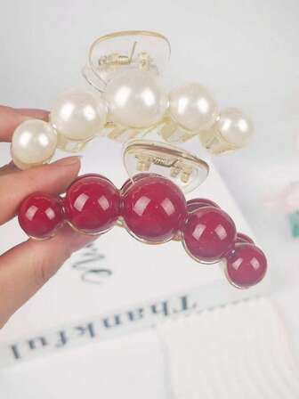 1/2 Pcs. Women's Pearl Hairpin. White. Big Red Pearl Hairpin, Casual Accessories,Bohemian, Faux Pearl Hairpin