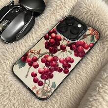 Funda de Teléfono con Patrón de Cereza Blanca para iPhone 14 13 12 11 Pro Max y  Galaxy S23 S22 S21 S20, Opción de Regalo Ideal para Todas las Temporadas - Plateado - Ver 5