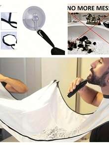 Shaving Cloth Can Be Used For Shaving, Cleaning And Trimming. Shaving Cloth Apron With Suction Cup, Hair Cutting And Dyeing Shawl, Color Random - Multicolor - View 6