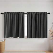 Small Window Curtains Bathroom, Thermal Winter Insulated Short Curtains Bedroom Kitchen, 34 Wide X 24 Inch Length, Beige - Xám đậm - Xem 1