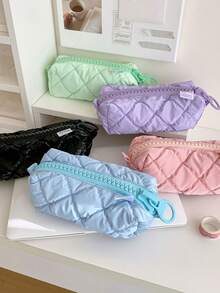 【糖果色】柔软学生文具收纳袋，超柔软大容量铅笔盒笔袋，大号拉链笔袋，学生成人女性旅行化妆品收纳袋 - 彩色 - 查看 12