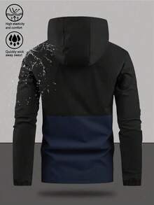 Jachetă bărbătească rezistentă la apă, cu glugă și șnur, casual, cu fermoar și buzunare multiple, versatilă pentru purtare zilnică