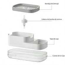 Dispensador de jabón con bomba | Dosificador para lavavajillas | Dispensador manual | Bomba para esponjas y jabón | Uso en cocina y baño | Diseño práctico y sin esfuerzo - Negro - Ver 9