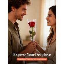 DClear Color Edge Floral Packaging Bag50pcs Single Flower Sleeve Waterproof Floral Bouquet Cellophane Sleeves For DIY Wedding Valentine's Day Gift Wrapping Plies Blue - Màu xanh lam - Xem 5