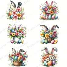 6pcs YVINNDY Easter Egg Iron-On Transfer Patches - DIY Vinyl Heat Press Stickers With Egg Shells & Patterns, Washable Ironable Appliques For T-Shirts, Fabric Crafts, Easter Egg Hunt Outfits ( & S) - Easy Application, No Sewing Required - Nhiều màu - Xem 1
