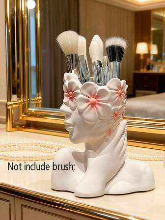 1pc Unique Creative Human Body Art Makeup Brush Holder, Desktop Makeup Brush Storage Box, Lightweight Anti-Slip Design Decor, Suitable For 11 Holidays, Handmade Desktop Or Bathroom Decoration, Cute Cosmetic Storage, Makeup Drawer Organizer, Bathroom Cosmetic Storage Box, Makeup Drawer