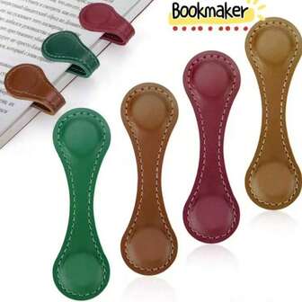 磁性皮革书签，1个彩色皮革磁性书签，复古磁性书签夹，阅读用品，送给爱书人士的礼物，1个复古个性化PU皮革磁性书签 - 双面夹，适用于日记本和书籍，返校季必备