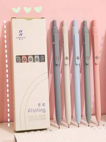 Retro High-Appearation-Grade Black Pen Student Creative Practice Pen, Morandi Colored Student Stationery Neutral Quick-Drying Carbon Pen, Office Signature Pen 1 /5 Pieces