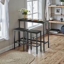 Bar Table And Chairs Set, Dining Table Set, Bar Kitchen Table With Stools Set Of 2, Steel - Ebony Black and Ink Black - View 1