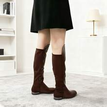 Autumn/Winter Fashion Thick Sole Flat Low Heel Chelsea Boots, Boots, Knee-High Boots, Sexy High Boots