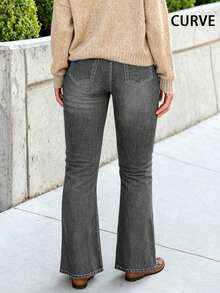 Pantalones vaqueros acampanados de verano para mujer talla grande, de gran elasticidad, estilo versátil y casual para la primavera - Gris Claro - Ver 3