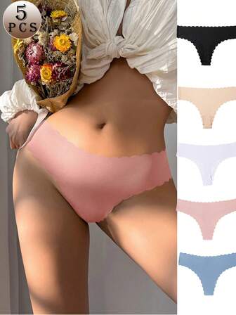 5 Pack Sömlös Stringtrosor Kvinnor Visar ej Trosa Sexig Trosor Underkläder , Stretch Andas Damer String , Andas Bekväm Trosor För kvinnor