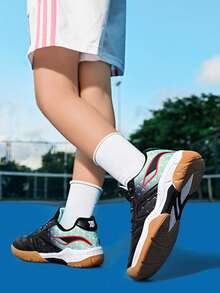 1 Pair Kids Boys' Professional Badminton Shoes, Rubber Non-Slip Sole, Microfiber Material, Fashionable Contrast Color Lace-Up Design, Easy On/Off, Sports Sneakers For Training & Competition - Multicolor - View 7