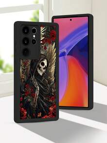 1 pieza Funda de teléfono con diseño de calavera alada y rosas para Día de Muertos TPU soft case, protección completa antideslizante y anti-caída, compatible con iPhone17 ProMax/16/15/14/13/12/11/Plus/Pro/ProMax, compatible con Galaxy A34/A35/A54/A55, Galaxy S20/S21/S22/S23/S24/S25 Ultra/Plus, compatible con Galaxy/Redmi/Honor/OPPO/ViVo - Marrón - Ver 6