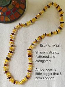 Natural Baltic Amber Baroque Long Necklace Gemstone Beaded Necklace Gift For Her Thanksgiving Christmas Anniversary Birthday Present - Amber Necklace 62cm / 24in - View 17
