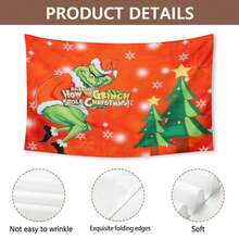 The Grinchs Merry Christmas Tapestry Flag Photo Backdrop Christmas Banner For Xmas Room Aesthetic Living Room Bedroom Party Decorations College Dorm Decor - Multicolor - View 5
