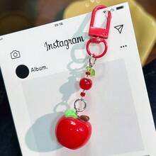 1 pieza Llavero 3D en forma de manzana, llavero realista con forma de fruta, adecuado para mochila, bolso, bolsa escolar, equipaje, llaves de coche y uso diario, accesorio encantador de estilo kawaii, colgante minimalista y alegre, prop fotográfico y favor de fiesta, idea de regalo lista para regalar para vuelta al cole, celebraciones de otoño, regalos navideños, sorpresa de cumpleaños, aprecio a maestros, acento decorativo lindo para la habitación, elegante amuleto de bolsillo - Multicolor - Ver 1