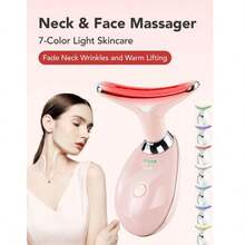 7-Color LED Skin Beauty & Facial Massage Device For Face And Neck Care, Vibrating Neck Skin Tightening Equipment, USB Rechargeable With 600mAh Lithium Polymer Battery, Suitable Gift For Skin Care Regimen