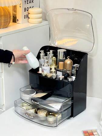 大容量桌面收纳盒，可存放化妆品、口红、面膜、护肤品等，优雅的圣诞礼物