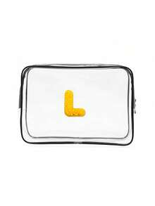 Transparent PVC Portable Storage Bag, Comes With Multi-Color Towels, Can Be Embroidered With A-Z Letters, Names Or Logos, Large Capacity Cosmetic Organizer, Waterproof, Zipper Closure, Can Be Used As Makeup Bag, Travel Organizer, Beauty Pouch To Store Lipsticks, Makeup Brushes, Skincare Products, Phones, Coins, Small Items, Suitable For Home And Vacation Use - Multicolor - View 19