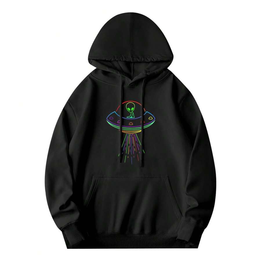 HOT Space Alien UFO Neon Lights Rave Alien Lovers Hoodie MM Hoodie - Style 5 - View 1
