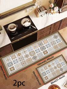 1 Set Elegant Multicolor Floral Pattern Rug, Light Beige, Approx. 3mm Thick, Super Soft & Absorbent, Lightweight Polyester Material, Rectangular Design, Rubber Backing For Durability & Comfort. Top Layer Fabric, Middle Foam, Bottom Rubber; Suitable For Kitchen, Bathroom, Entryway, Laundry Room, Etc. - Multicolor - View 17
