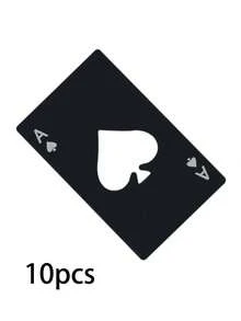 1/3/5个装不锈钢瓶盖开启器，创意扑克牌造型，黑色，独特A牌设计，防锈易用，适合日常使用和特殊场合，扑克牌造型开瓶器，信用卡大小开瓶器，情人节、感恩节、结婚、求婚、生日、婚礼用品 - 黑色 - 查看 6