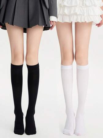 1/2 Pairs Of Velvet Thin Slim Fit Mid Length Socks, JK Women's College Style, Sports Socks, Suitable For Daily Wear All Year Round