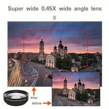 2-In-1 0.45X Super Wide Angle & Macro Lens, Universal Clip-On Smartphone Camera Lens - Black - View 9