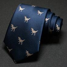3pcs Animal Print Neckties, Suitable For Suit Jackets - Navy Blue - View 10