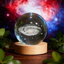 1pc 3D-Engraved Milky Way Crystal Ball Decorative Ornament, With A Color-Changing Base. It's A Perfect Pick For Astronomy Lovers, A Wonderful Gift For Halloween Or Christmas, Works As A Night Light, And Is A Starry Sky-Themed Home Decor Piece, Holiday Gift - 1pc Crystal Ball - View 6