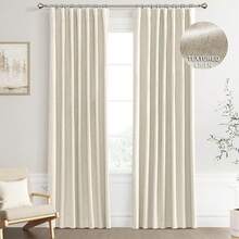 Beige Linen% Blackout Curtains 84 Inch Long, Rod Pocket/Back Tab/Hook Belt/Clip Rings, Thermal Insulated Drapes Bedroom Living Room With Hooks (1 Panel, 60 X 84), Stylish Window Treatments - Linen - 查看 9